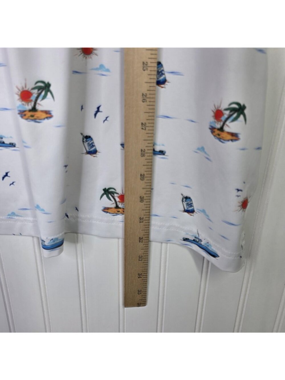 Scales Polo Shirt Mens XL White Nautical Boat Tropical Fishing Golf Booze Cruz - Picture 7 of 9